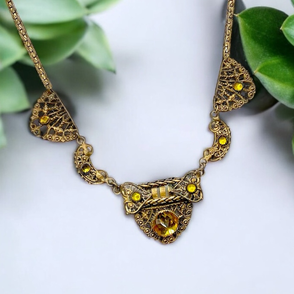 🌺Antique Art Deco Czech Glass Necklace